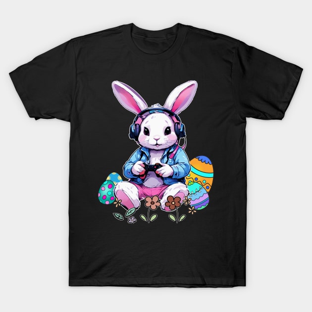 Happy Easter Day Bunny Egg Funny Boys Girls Kids Gamer T-Shirt by AlmaDesigns